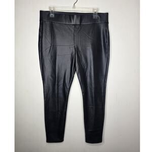 Ann Taylor Loft black faux leather leggings thicker lining - large petite LP